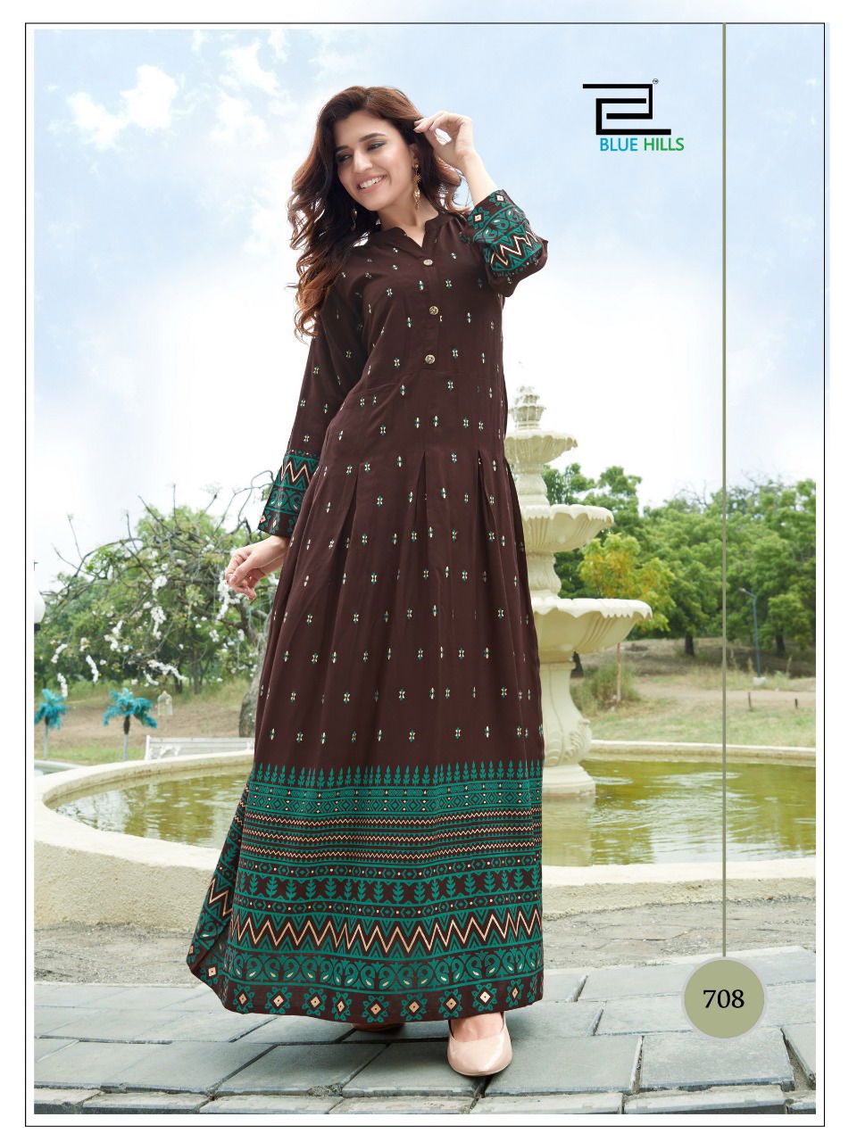 blue hills walkway 7 nx 2 Latest Fancy Designer heavy rayon long gown style kurti